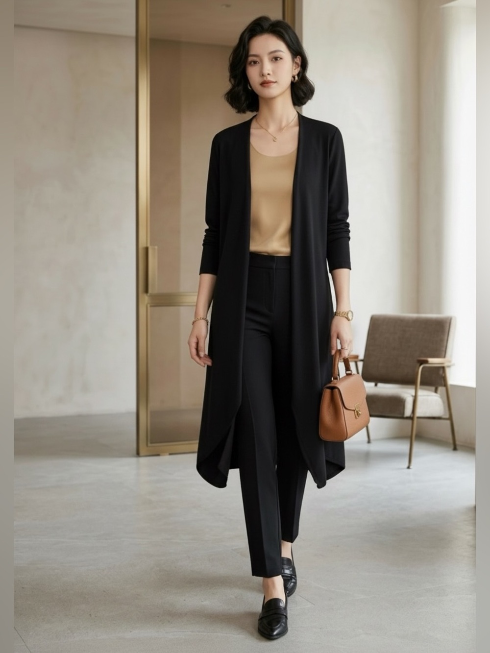 Donna Karan New York Black Label Women’s M Black Crepe Draped Knee Length Topper
